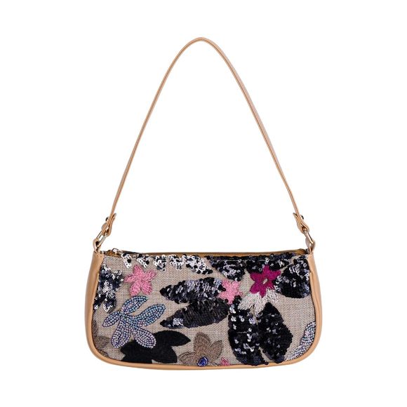 Beaded Floral Square Sequin Bag Top Handle Underarm Shoulder Handbags :> - Picture 1 of 5